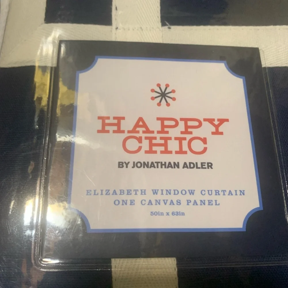 NEW ONE Happy Chic Jonathan Adler Greek Navy Blue and White Curtain Panel​